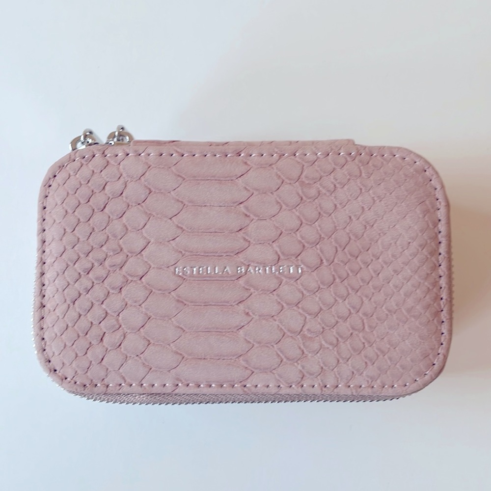 Pink Faux Snake Travel Jewelry Box